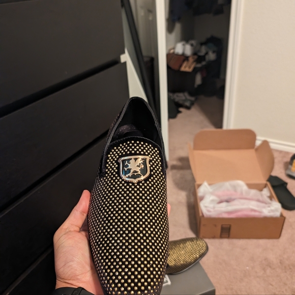 Black and gold Stacy Adams loafers - Picture 3 of 7